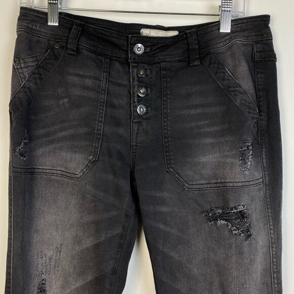 FREE PEOPLE MOUNTAINEER RELAXED JEAN DISTRESSED BLACK SIZE 4 - Picture 5 of 11